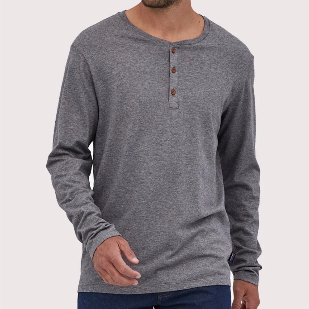 Fat Face Henley Shirt Long Sleeve Cotton Dark
Heathered Grey Size XL